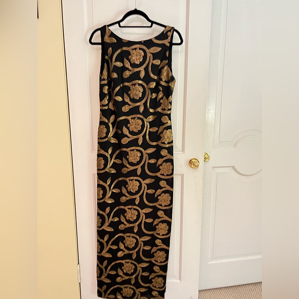 Black Ralph Lauren dress with gold sequins